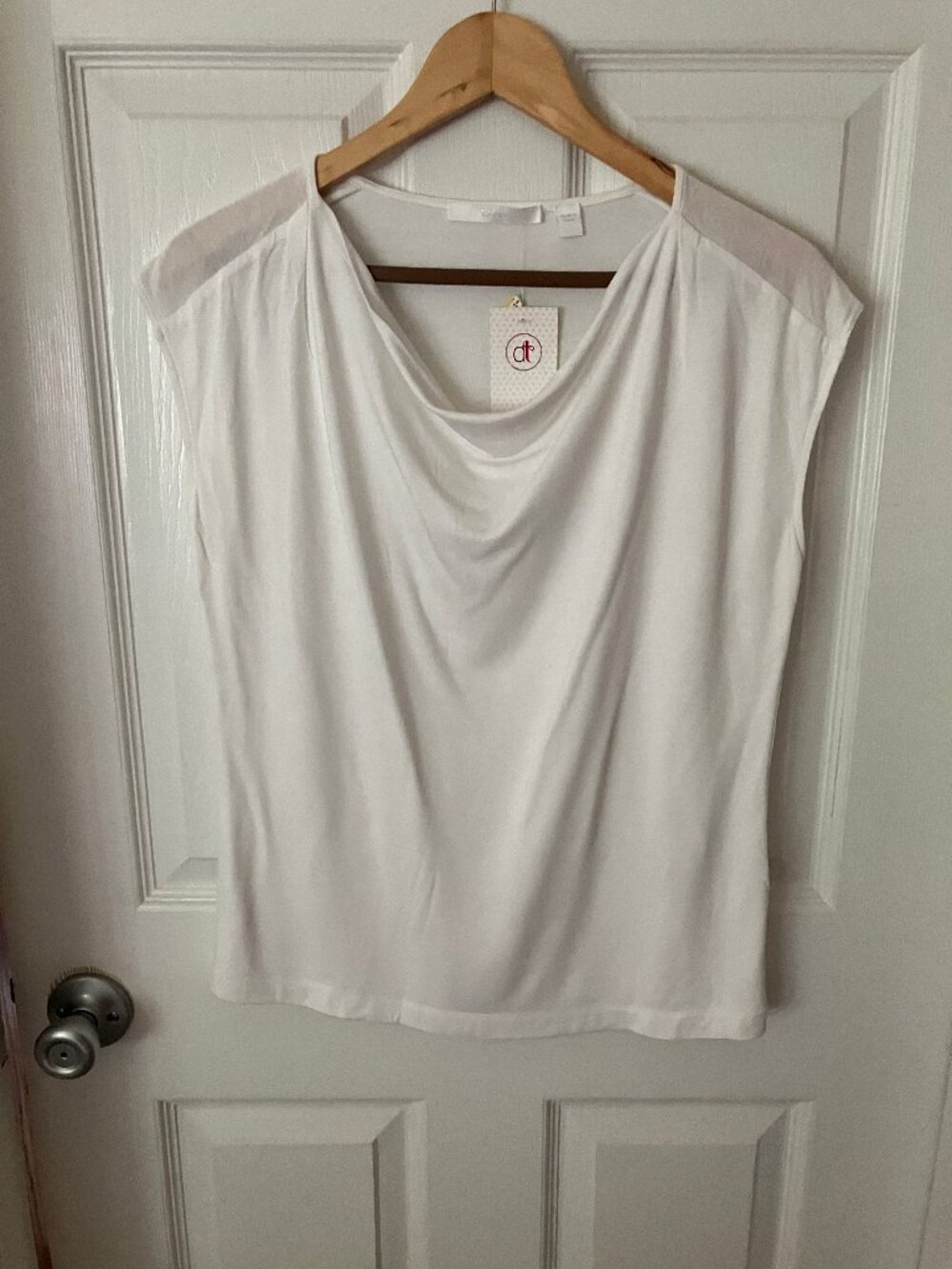 HUGO BOSS White draped cowl-neck Knit Ladies' Top/Blouse/Pullover  Size S